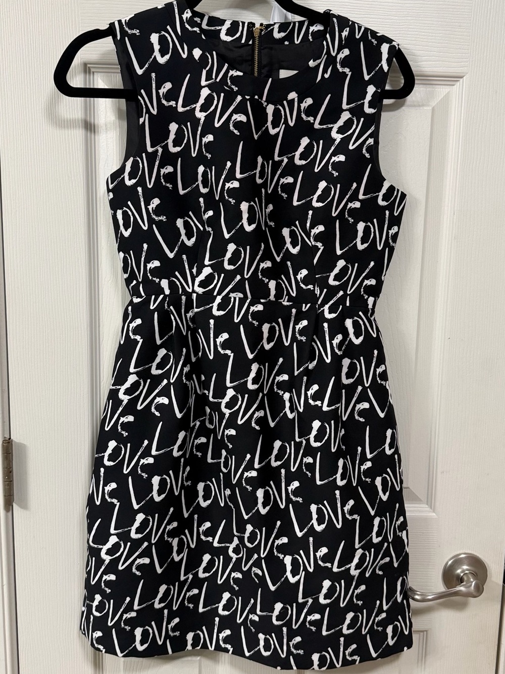 Kate Spade Black 'Love' Print Sleeveless Dress Preppy Office Wear Career